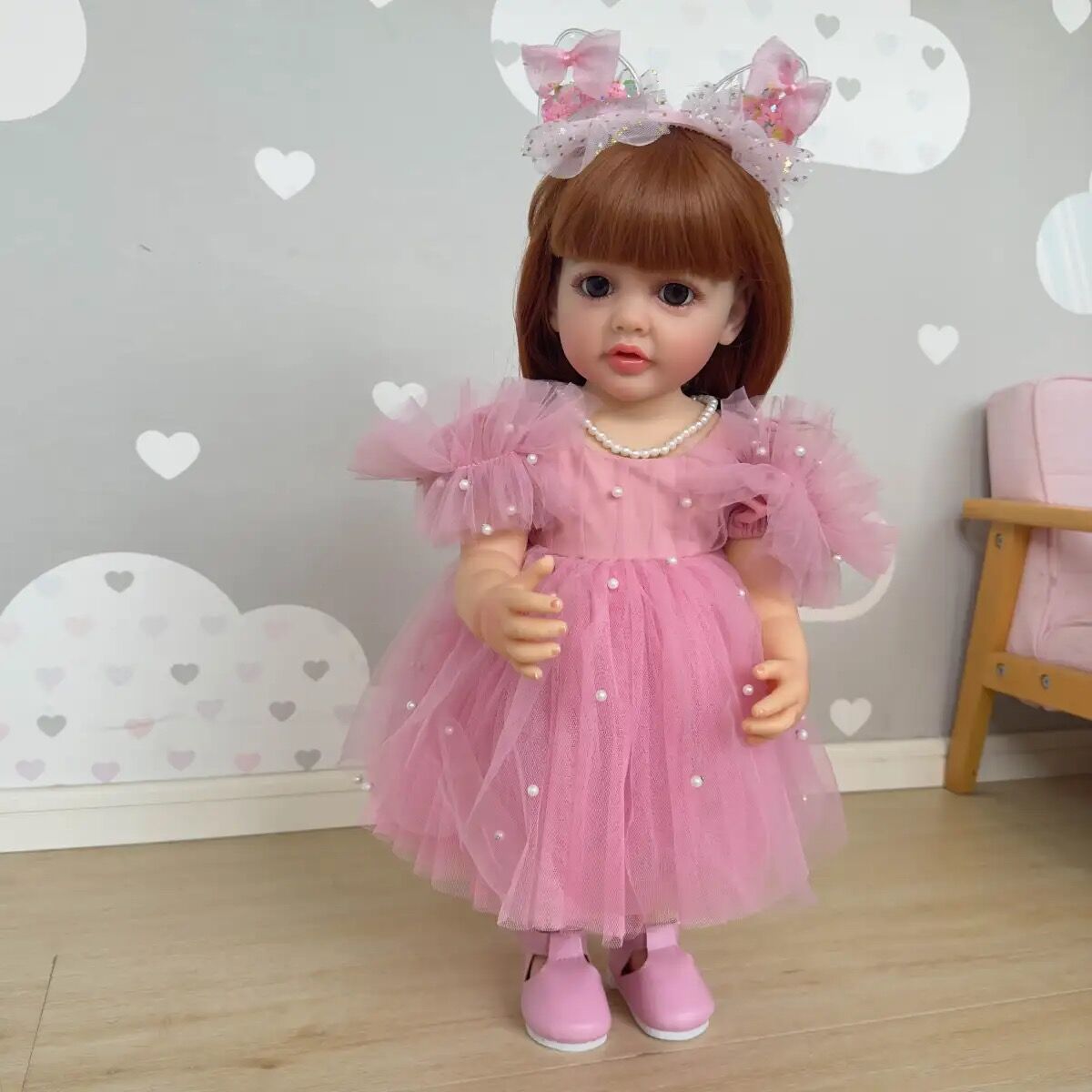 Păpușă Reborn din Siliconă Luisa – 55 cm, cu Sunet detail image 4