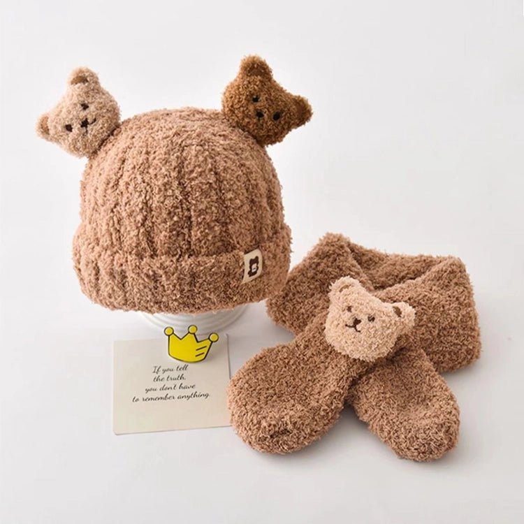 Gorro y bufanda de peluche con orejas de oso detail image 2
