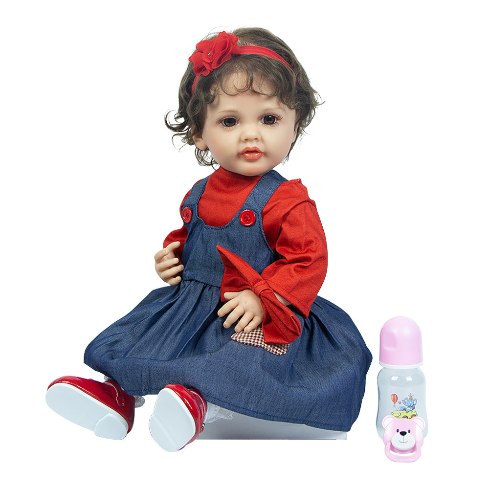 Lalka Reborn Olalla z pełnego silikonu – 55 cm, z dźwiękiem