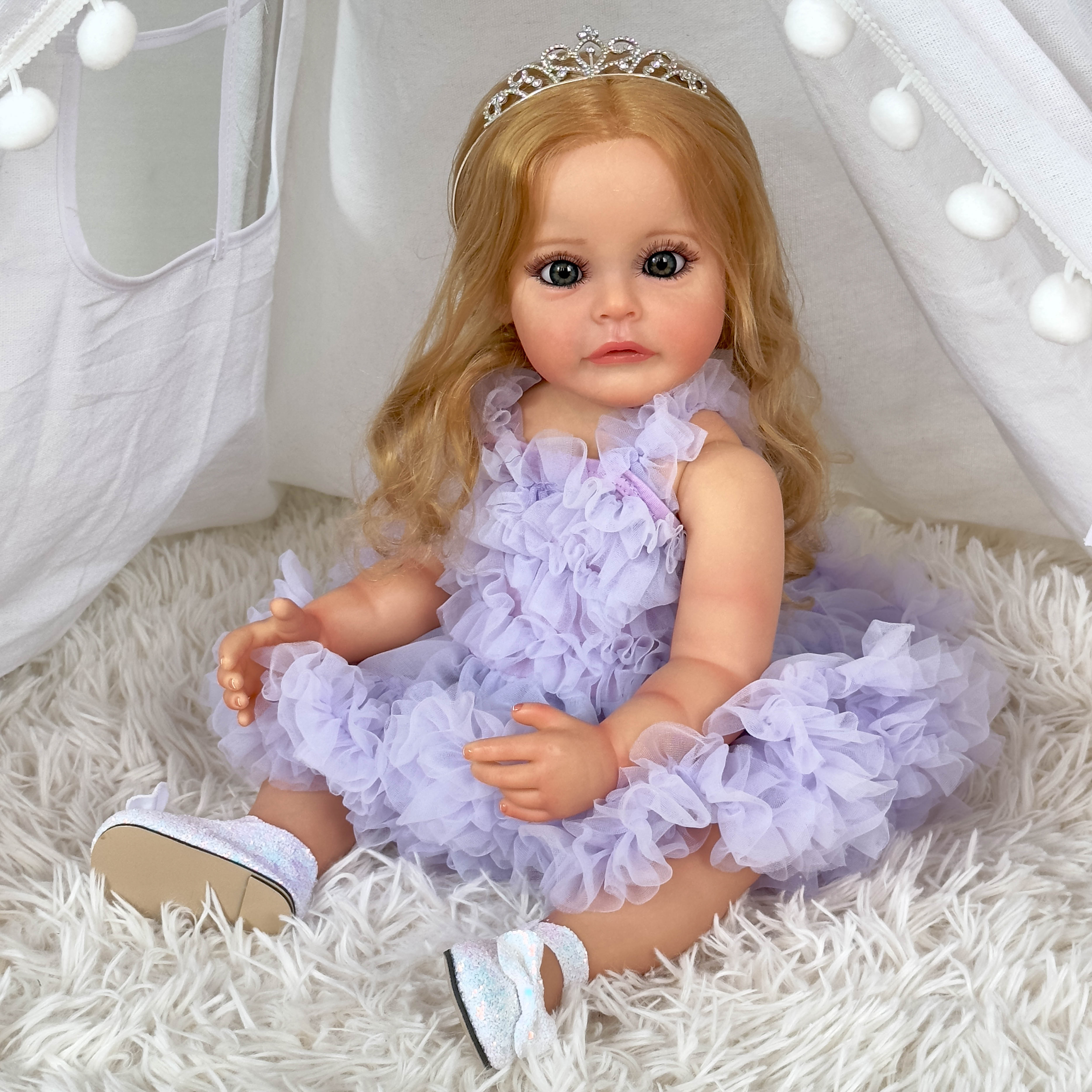 Lalka Reborn Ruth z pełnego silikonu – 55 cm, z dźwiękiem