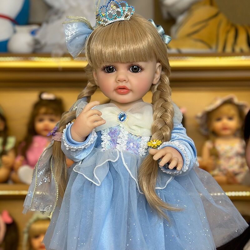 Bambola Reborn Albina in Silicone – 55 cm, con Suono